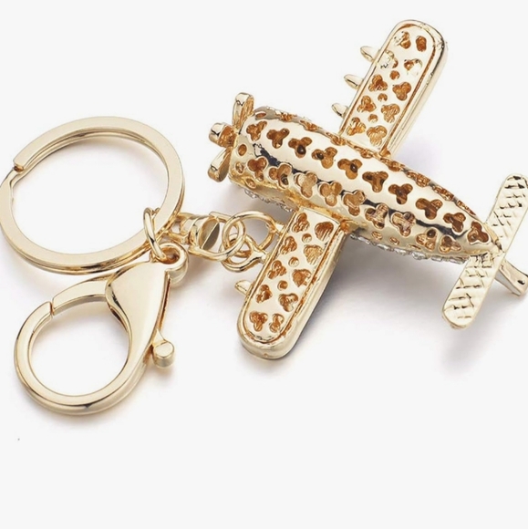 Red and Gold Airplane Keychain - Picture 4 of 8